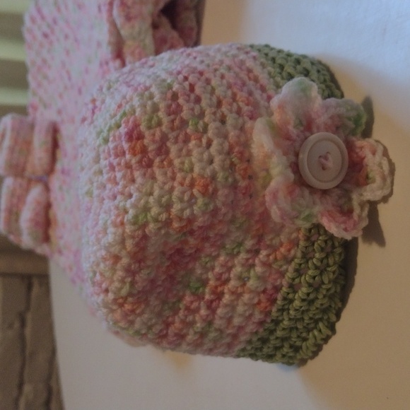 NEW Hand Crafted Baby Blanket Hat Booties Set Bundle Handmade Crochet Knit - Picture 10 of 16